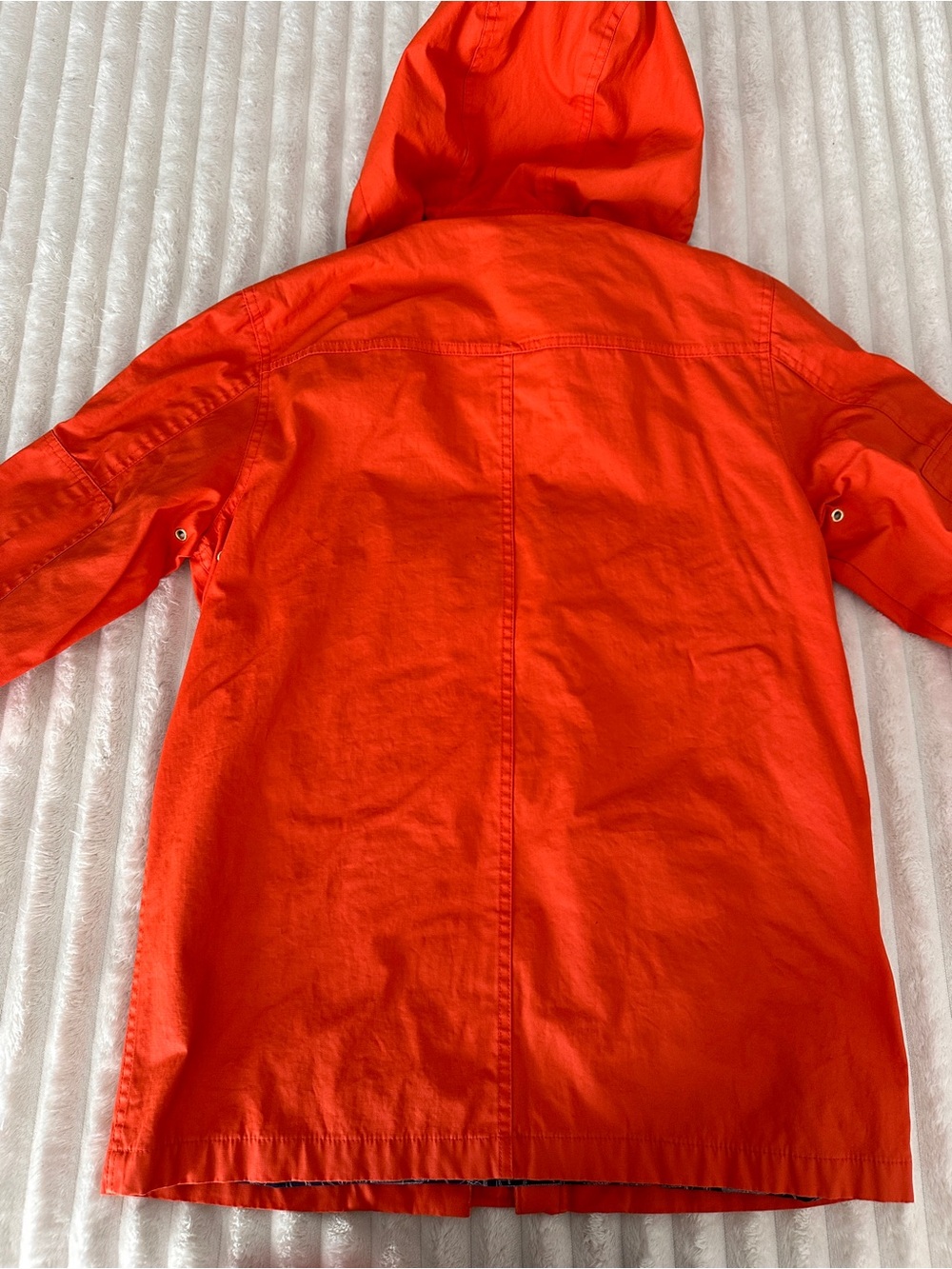 VINTAGE 90s Y2K Ralph Lauren Orange Marine Utility Hooded Rain Coat Gold Buttons - Picture 14 of 15
